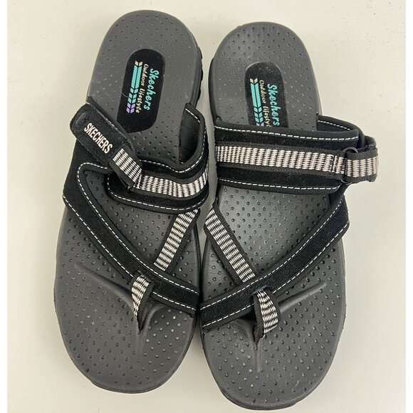 Skechers Sandals Womens Reggae Black Flip Flops Size 9.5 - Picture 6 of 7